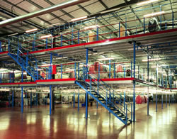 Hi Level Mezzanine & Storage Platform Floors, Fire Escape Mezzanine Stairways by Mission Interior Contracts.