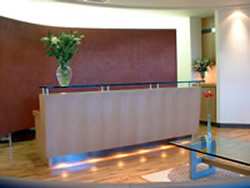 office refurbishment, office partitioning,suspended ceilings,reception refurbishment, reception design, bespoke reception furniture Mission Interior Contracts